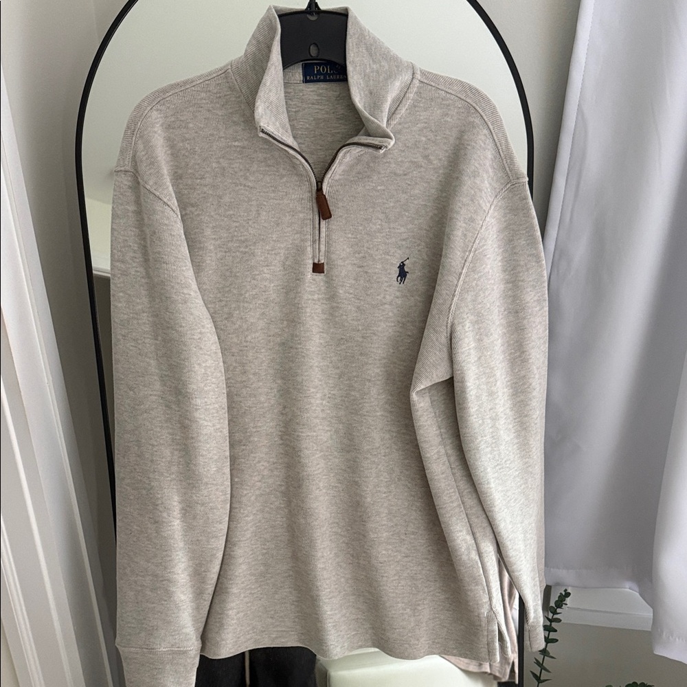 Polo by Ralph Lauren Heather Light Gray Quarter-Zip Pullover